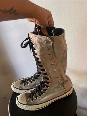 Converse Chuck Taylor All Star XX-Hi Knee High Boots Gray Canvas Womens 7 Rare